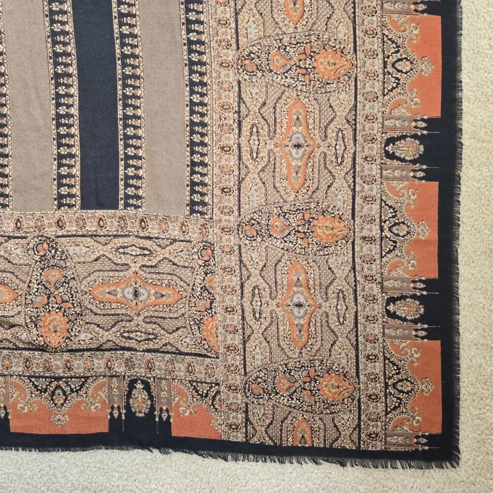 Large Lightweight Wool Scarf Earth Tones